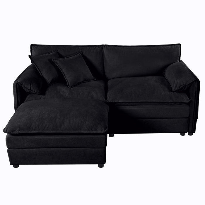 Modern Comfy Deep Seat Modular Sectional Sofa Cloud Couch With Ottoman