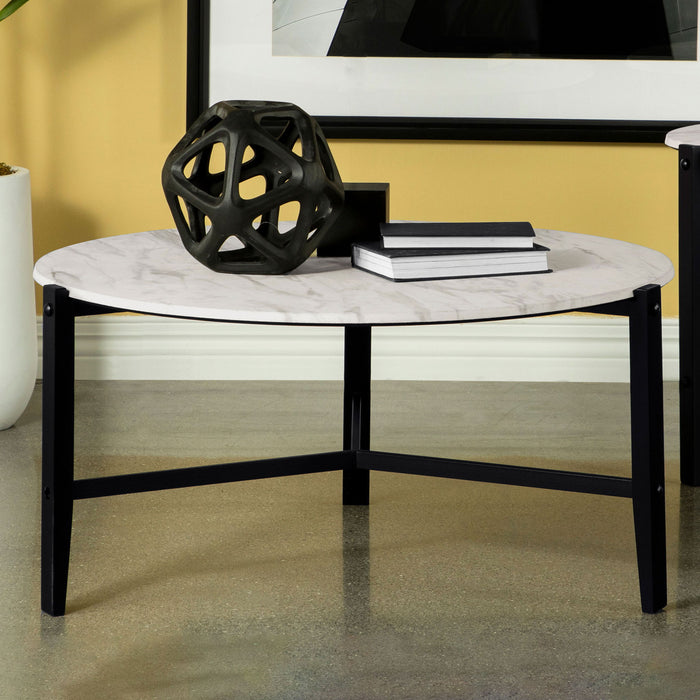 Tandi - Round Marble Coffee Table - White