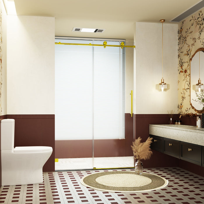 Frameless Single Sliding Soft Close Shower Doors, 5/16" Sgcc Tempered Glass