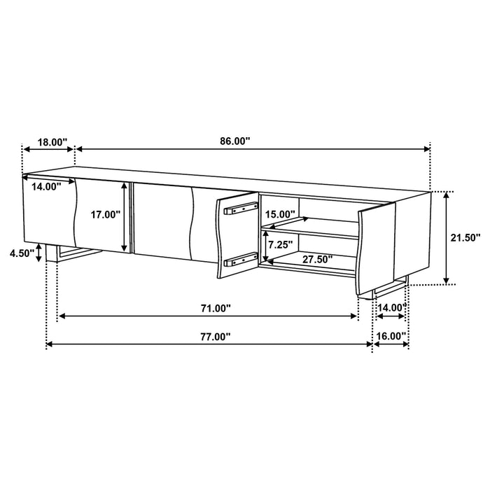 Harper - TV Stand Media Console With Curved Doors - Brown