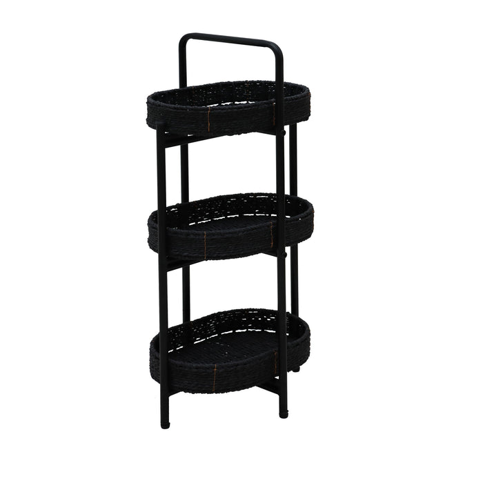 Modern 3 Tier Handwoven Side Table With Oval Organizer