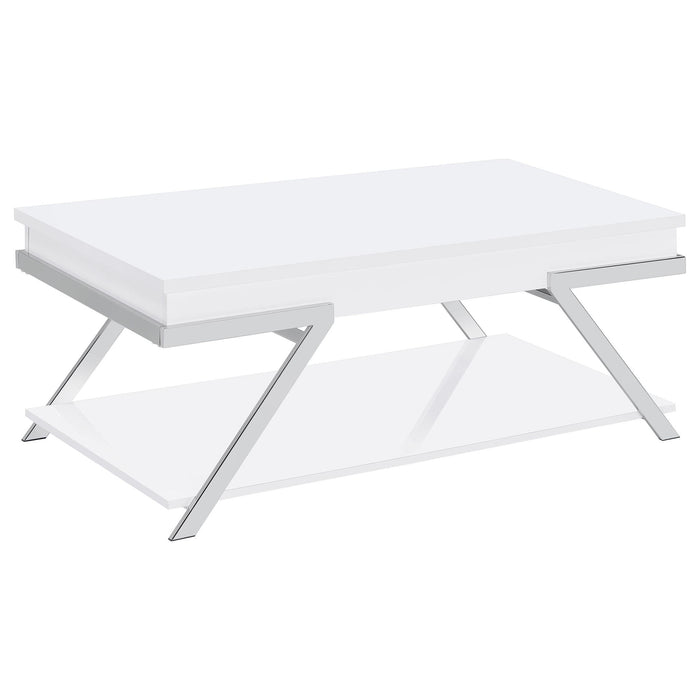 Briana - 2 Piece Coffee And End Table Set With Lift Top Legs - Gloss White