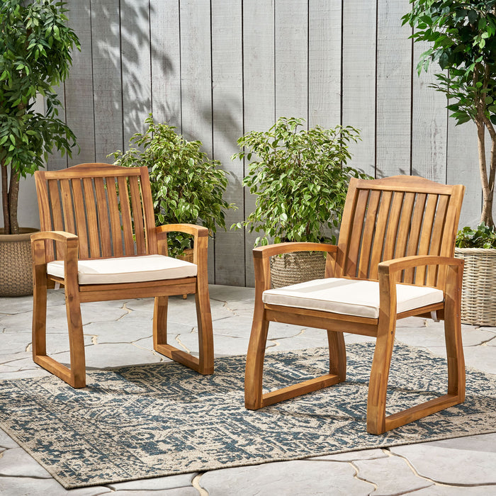 Della - Wood Armchair (Set of 2) Outdoor Dining Chairs - Cream