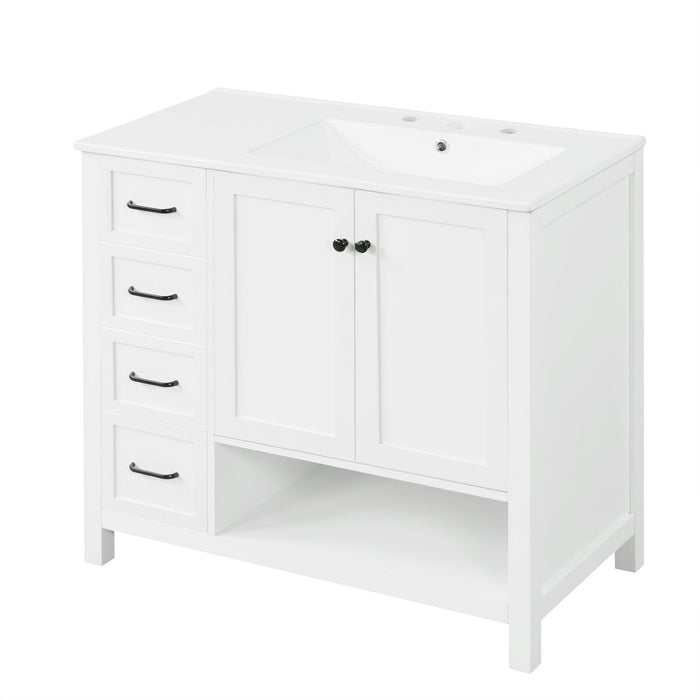 Modern Bathroom Vanity With Sink Top, 2 Doors And 2 Drawers