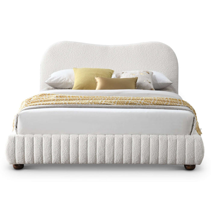 Norme - Queen Size Upholstered Low Profile Platform Bed - Cream