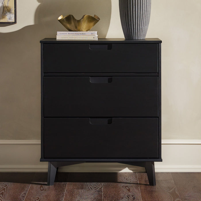Mid Century Modern 3 Drawer Dresser - Black
