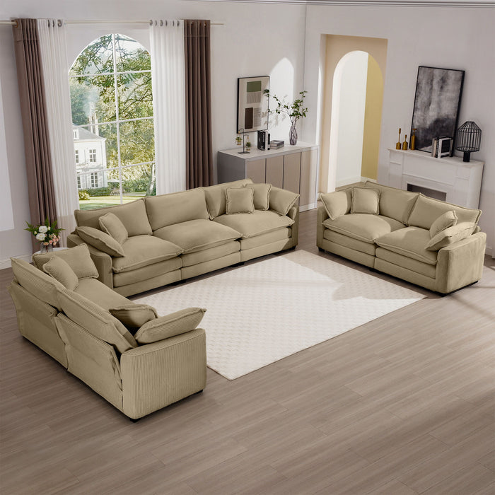 Elegant Corduroy Oversized Sectional Sofa Set With Deep Seats And Flexible Layout