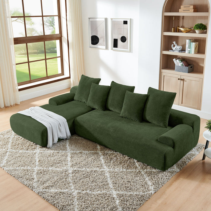 L-Shape Sectional Sofa, Modular Compressed Couch For Living Room Bedroom, 4 Seater - Green