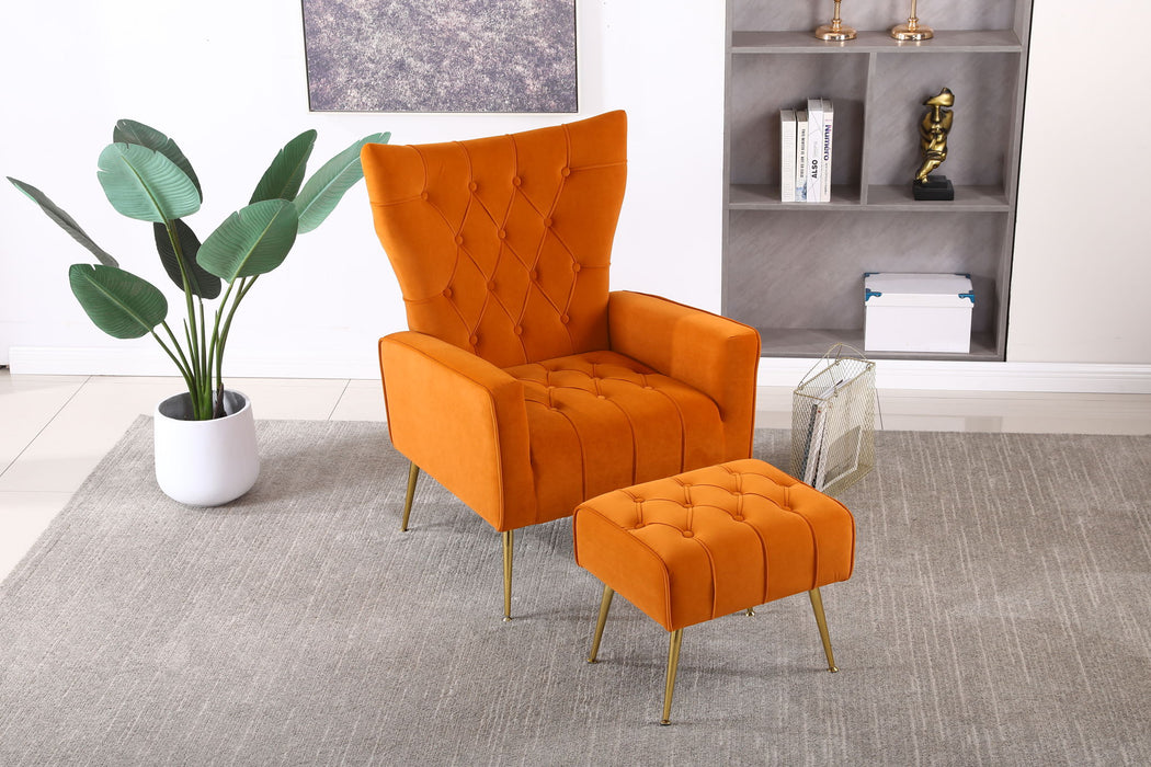 Modern Accent Chair With Ottoman, Comfy Armchair For Living Room