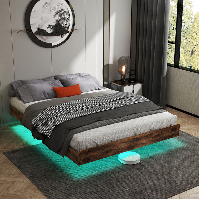 Platform Floating Bed Frame With RGB LED Lights