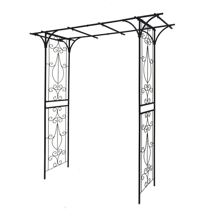 Metal Garden Arch Climbing Plants Support Rose Arch Outdoor - Black