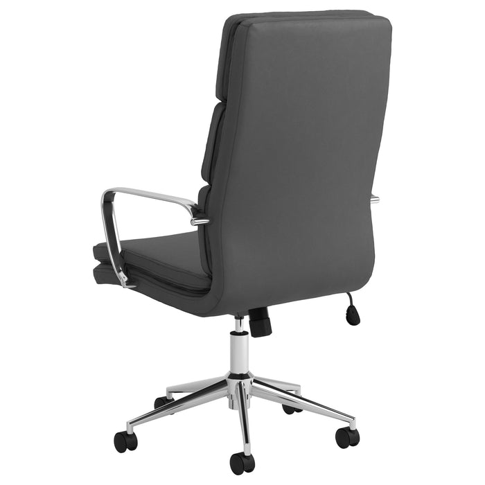 Upholstered Office Chair With Casters With Ergonomic Support And Adjustable Height - Gray