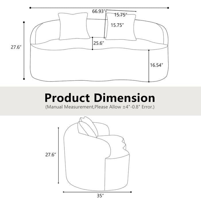 Curved Loveseat Sofa With Round Armrest
