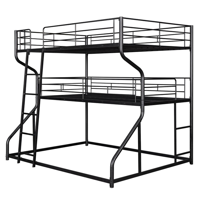 Industrial Triple Bunk Bed With Dual Ladders Frame, Space Saving Design
