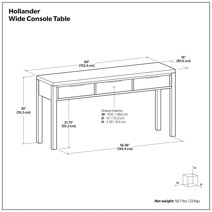 Hollander - Wide Console Table