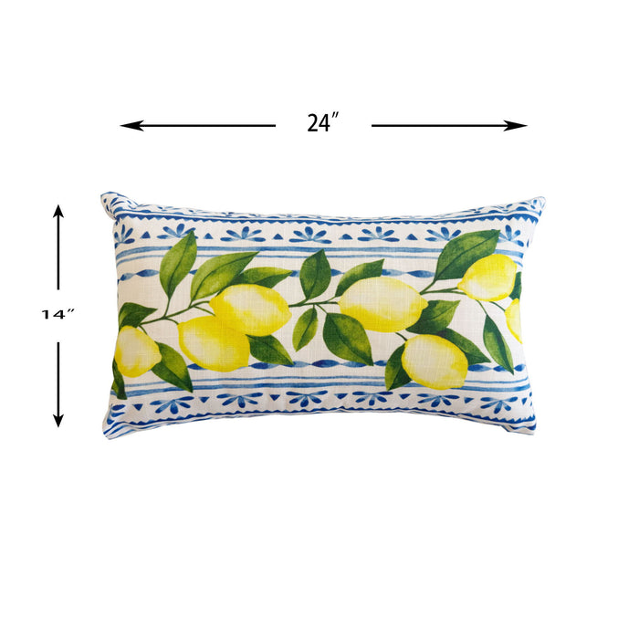Summer Fresh Lemon Lumbar Outdoor Pillows - Multi