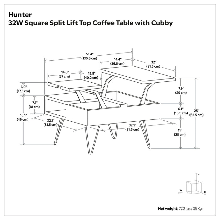 Hunter - Handcrafted Lift Top Coffee Table