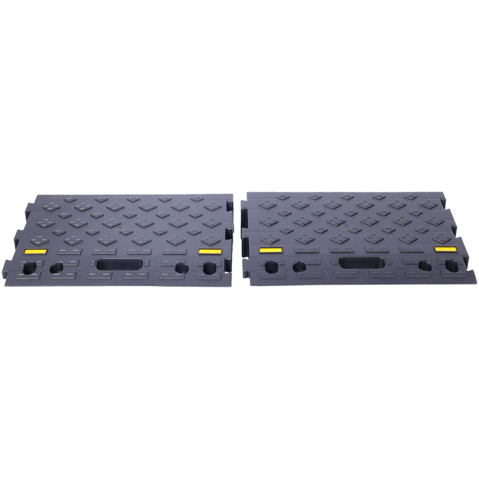 Heavy Duty Plastic 4" High Portable Automotive Curb Ramp For Cars & Wheelchairs Interlocking Design - Black
