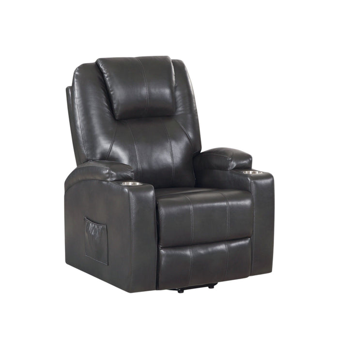 Recliner With Power Lift & Massage - Gunmetal