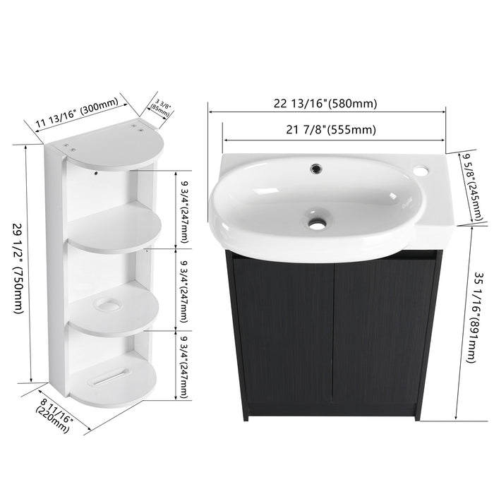 Freestanding Bathroom Vanity With Sink And Storage Rack, Soft Close Doors Base With Basin