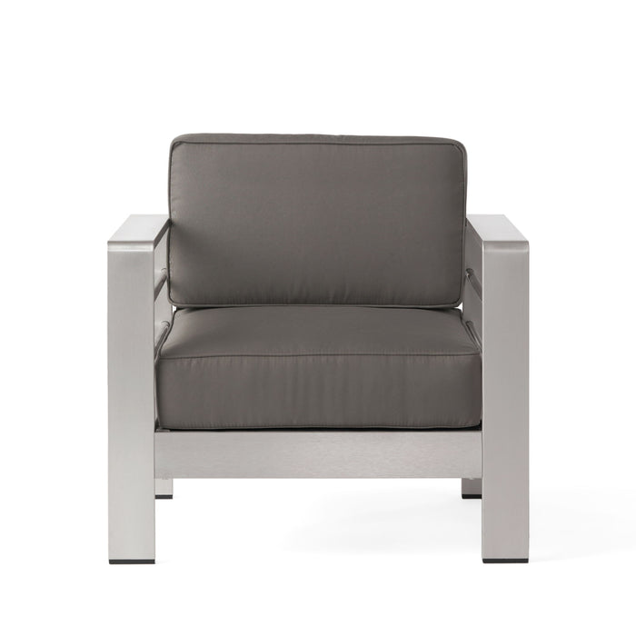 Outdoor Aluminum Club Chair With Cushion - Gray