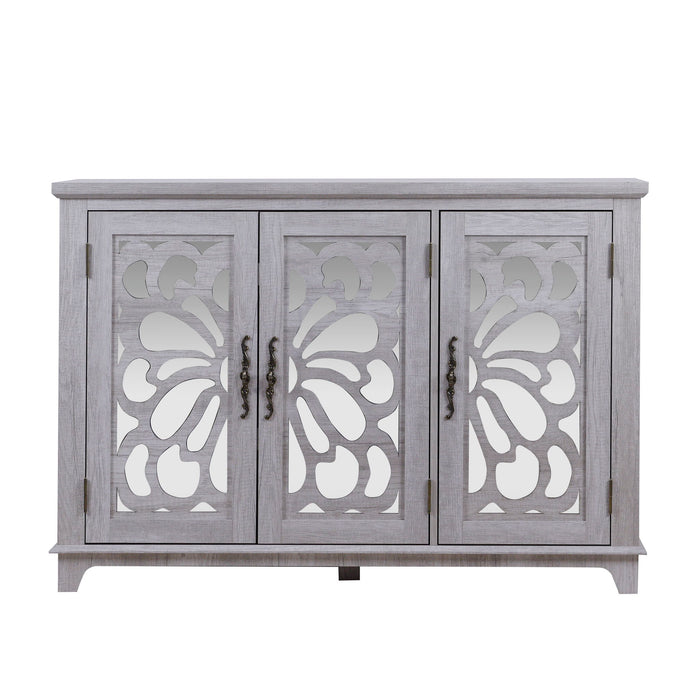 3 Door Mirrored Sideboard Cabinet With Adjustable Shelves