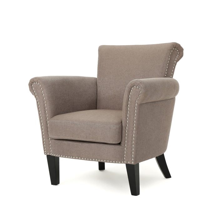 Elegant Club Chair With Nailhead Trim And Birch Wood Legs