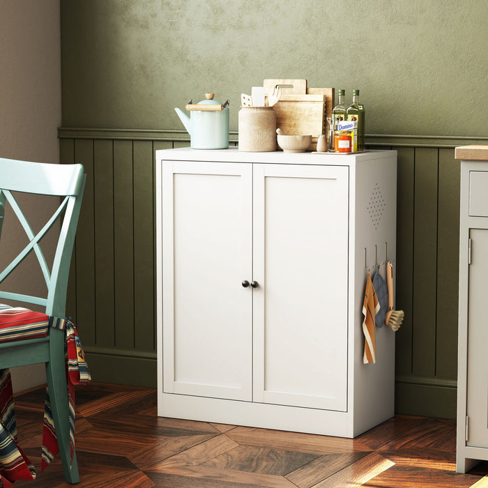 Pantry Cabinet With Adjustable Shelves Freestanding Kitchen Storage Organizer - White