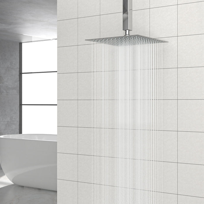 Modern 10" Square Rainfall Shower Head & Stainless Steel Wall Or Ceiling Mount Luxury Spa Shower Panel