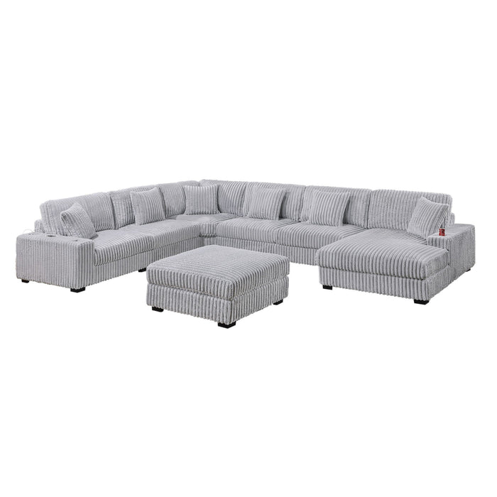 Contemporary Style Modular Sectional Sofa Set With USB, Cup Holder