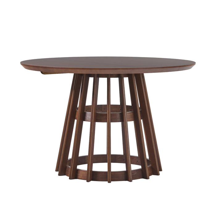 Round Dining Table With Pedestal Base - Brown