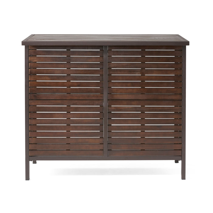 Bar Table With Slat Panel Design - Dark Brown