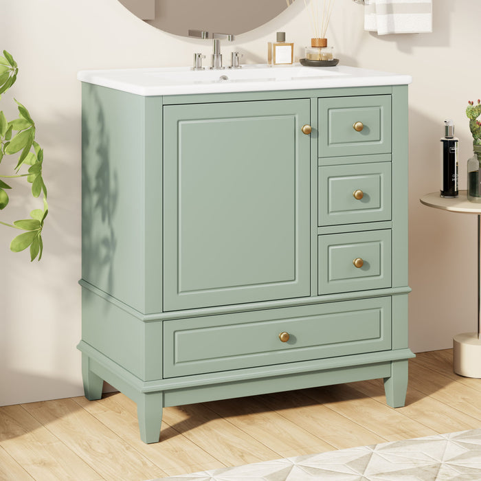 Freestanding Bathroom Vanity With Sink, Soft Close Door, 3 Drawers