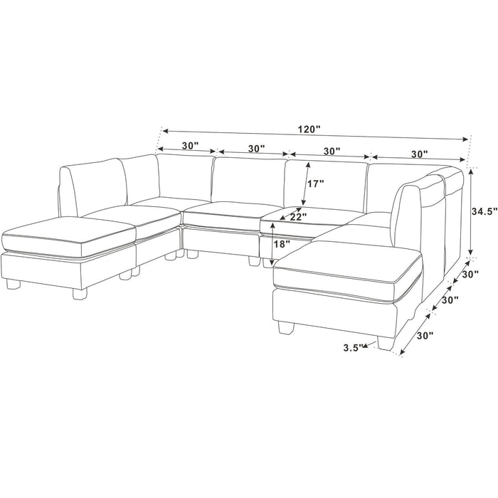 Upholstered Modular Sectional With Removable Cushions