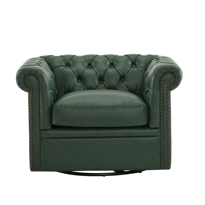 Chesterfield Style Swivel Club Chair With Button Tufted