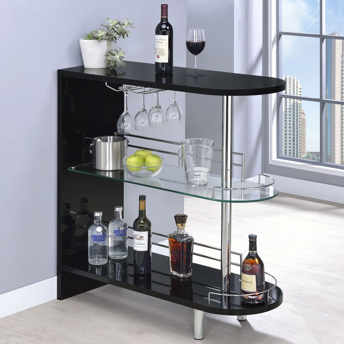Karinna - 2 Tier Home Bar Table With Shelf - Silver