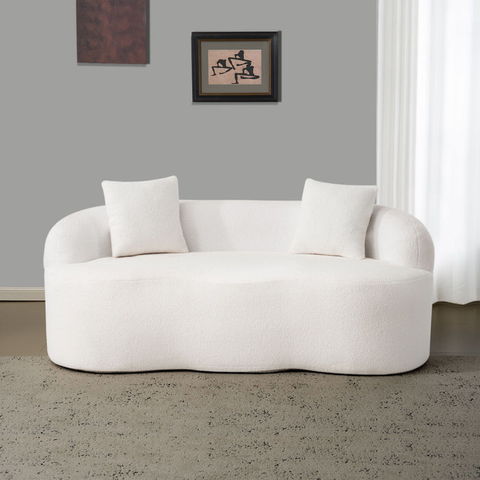 Curved Loveseat Sofa With Round Armrest