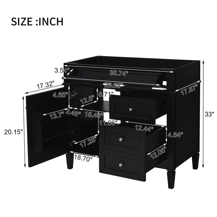 Bathroom Vanity With 2 Drawers And Tip-Out Drawer, Storage Cabinet