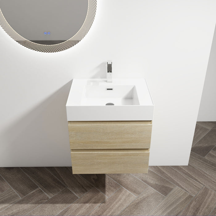 Wall Mounted Bathroom Vanity And Sink, 2 Soft Close Drawers
