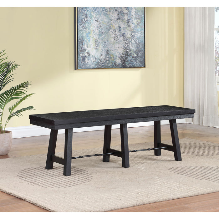 Yesler - Trestle Base Dining Bench - Black