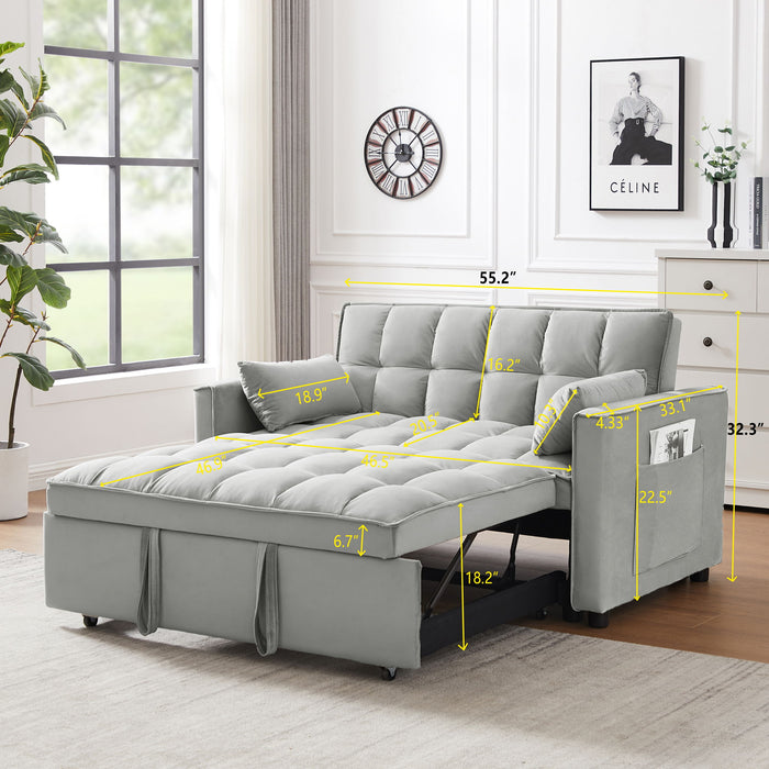 Modern Convertible Velvet Futon Loveseat With Sleeper Bed Function