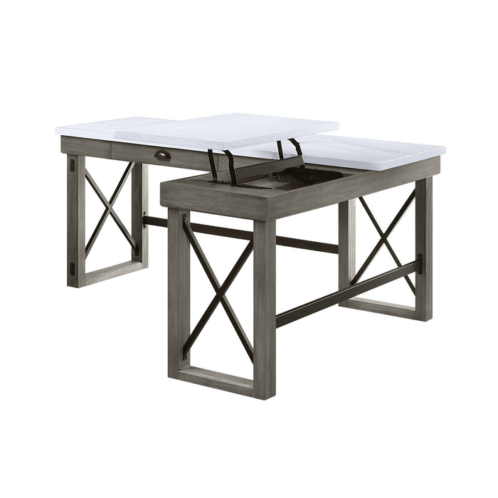 Talmar - Marble Top Weathered Writing Desk With Lift Top - Gray