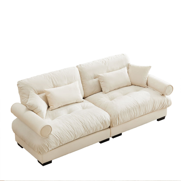 Modern Oversize Sofa With Cloud Like Comfort, Featuring Waist And Throw Pillows