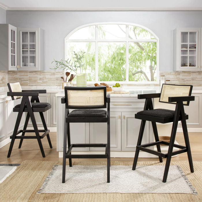 Milan - Modern Webbing Back Stool With Arms (Set of 3)