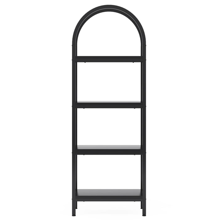 Tall 4 Tier Arched Open Bookshelf Storage Rack - Black