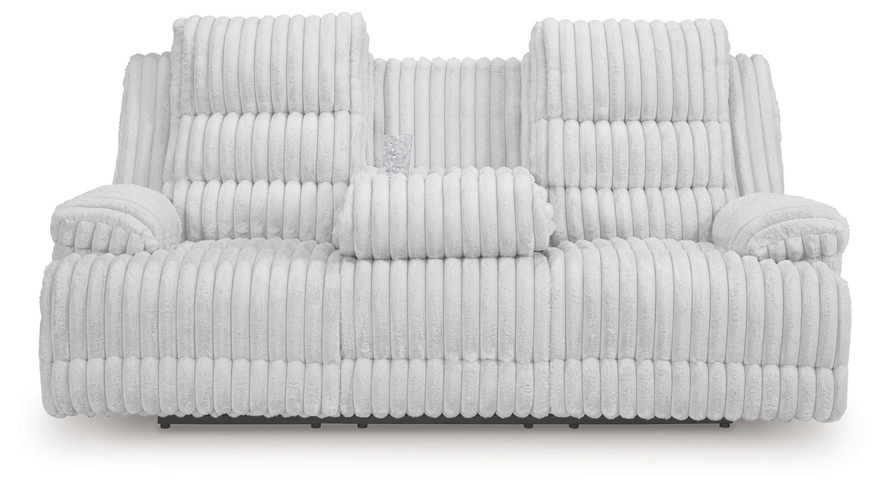 Rhines Falls - Reclining Power Sofa With Drop Down Table - Alloy