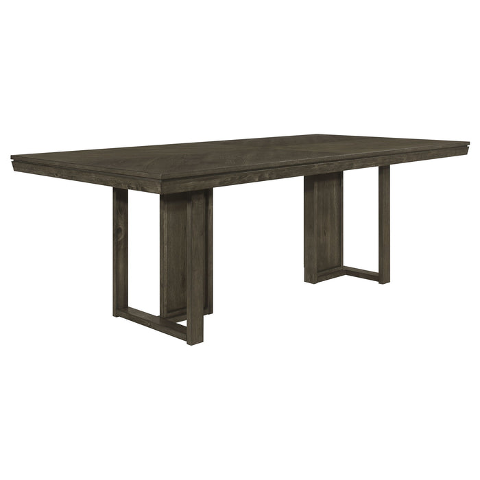 Glenmoor - Rectangular Dining Table With Geometric Double Pedestal Base - Dark Gray