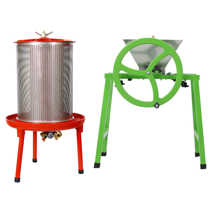 Hydraulic Fruit Wine Press With Apple Crusher, Water-Powered Cider Wine Press - Green
