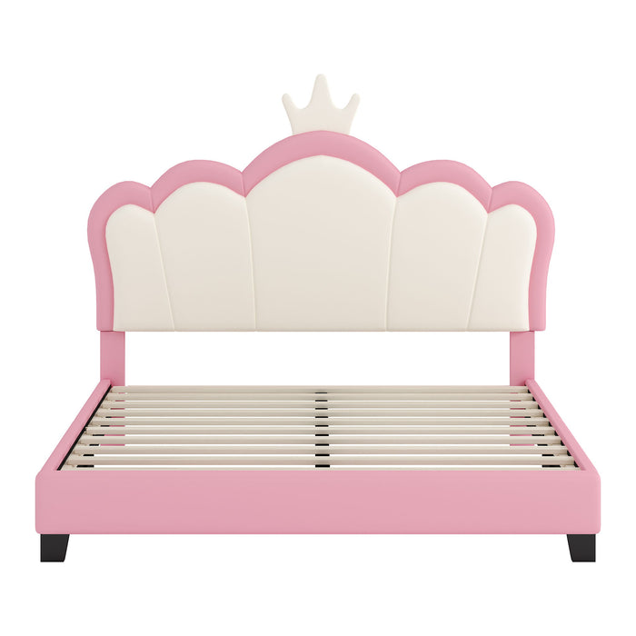 Upholstered Princess Platform Bed With Crown Headboard