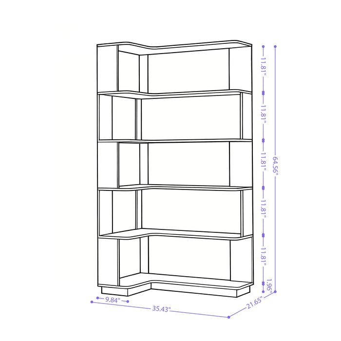 L-Shaped Design Corner Bookshelf